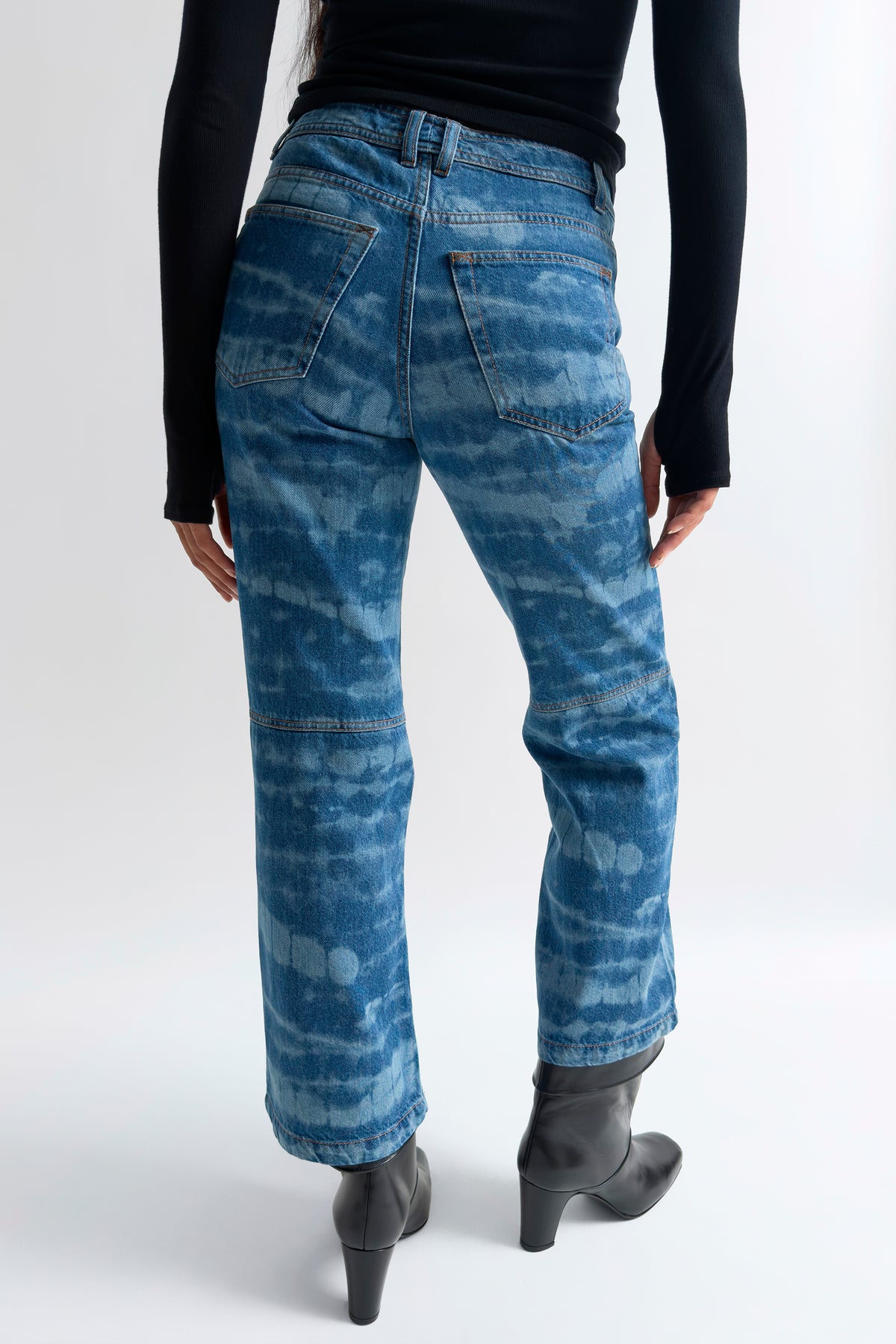 The Joon shibori denim kickflare pant
