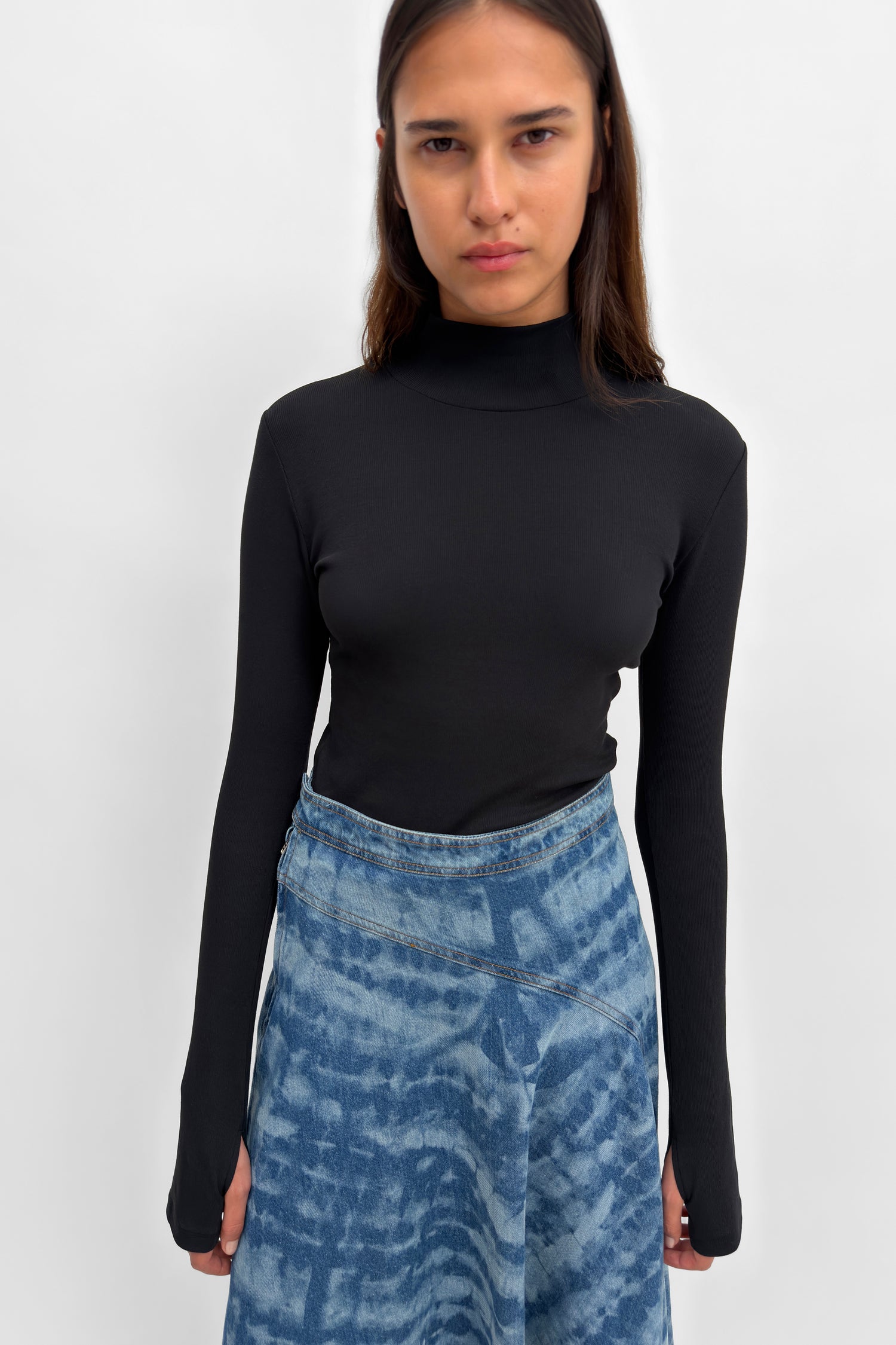 The Kira mini-rib jersey polo sweater
