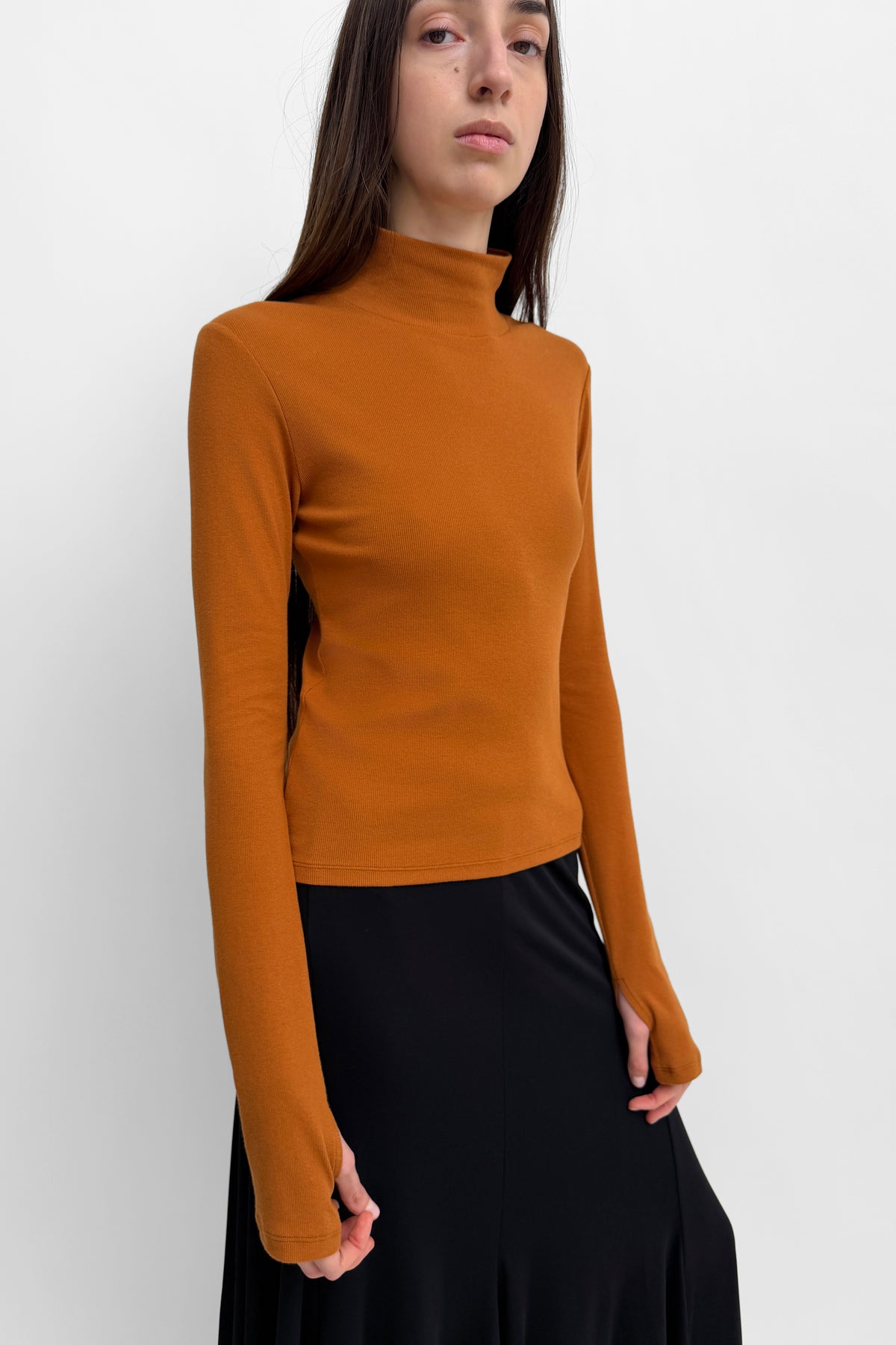 The Kira mini-rib jersey polo sweater