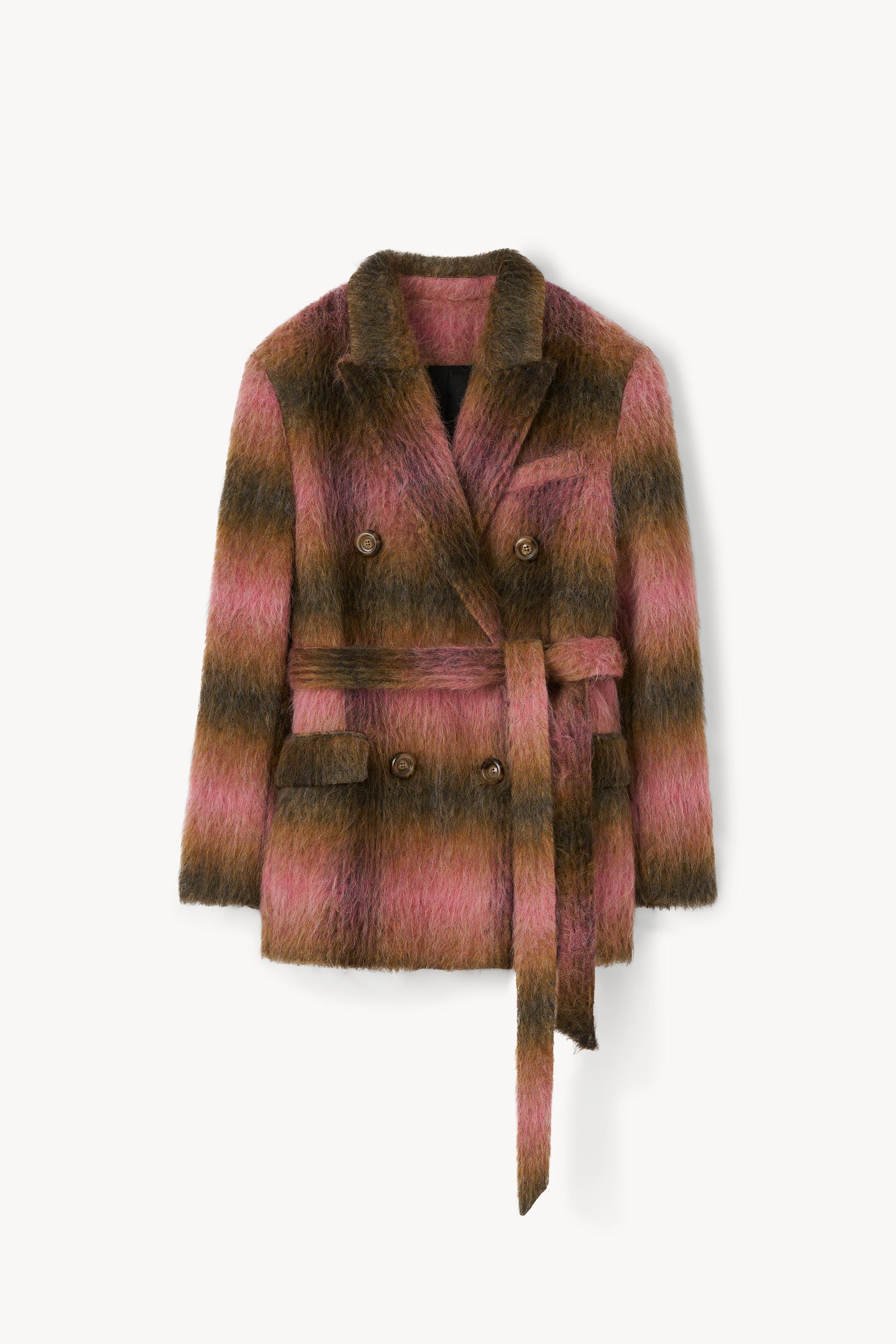 The Leah fluffy checked wool pea coat