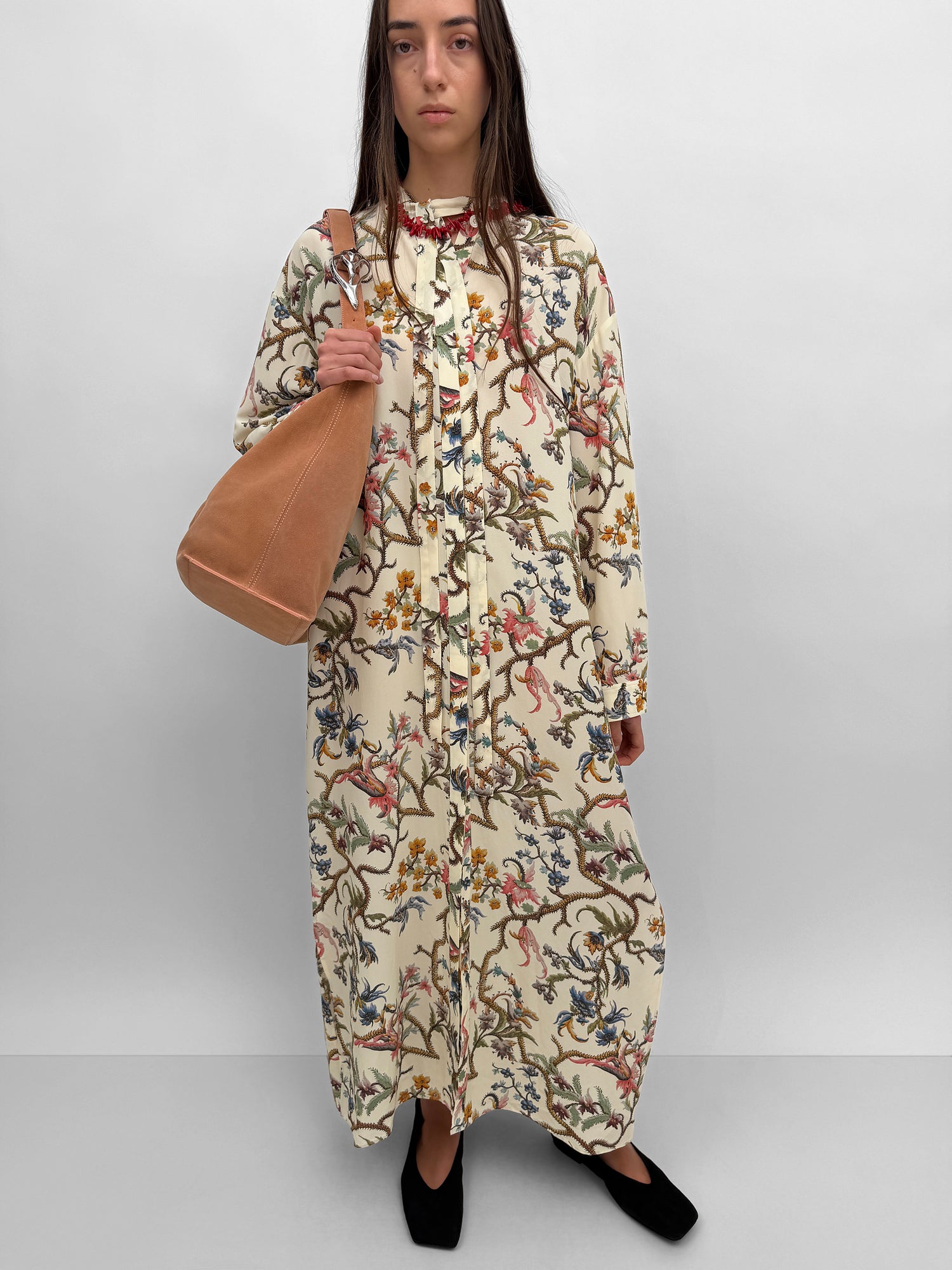 The Martini light silk shirt dress in Trailing