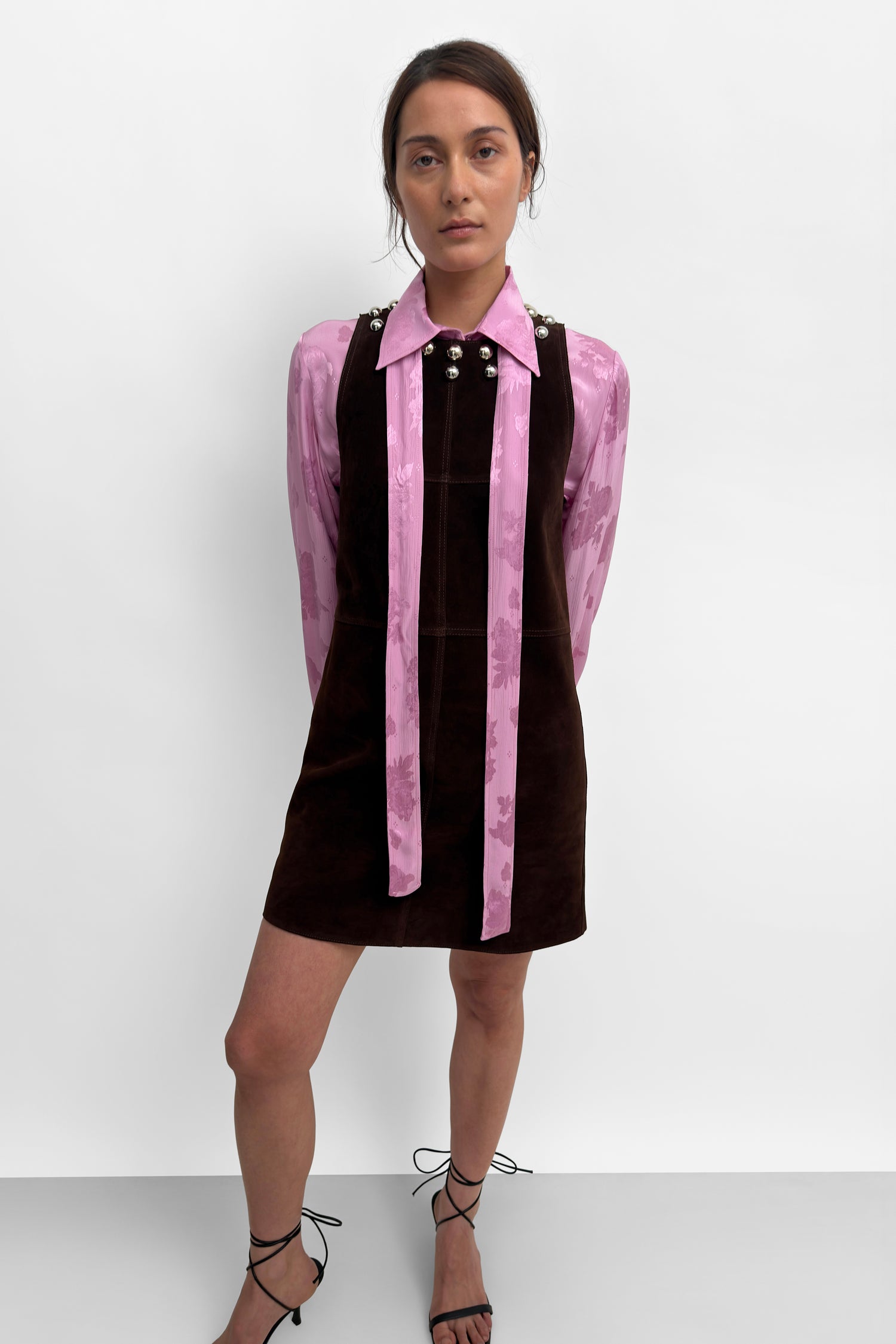 The Minji suede minidress with stud embellishment