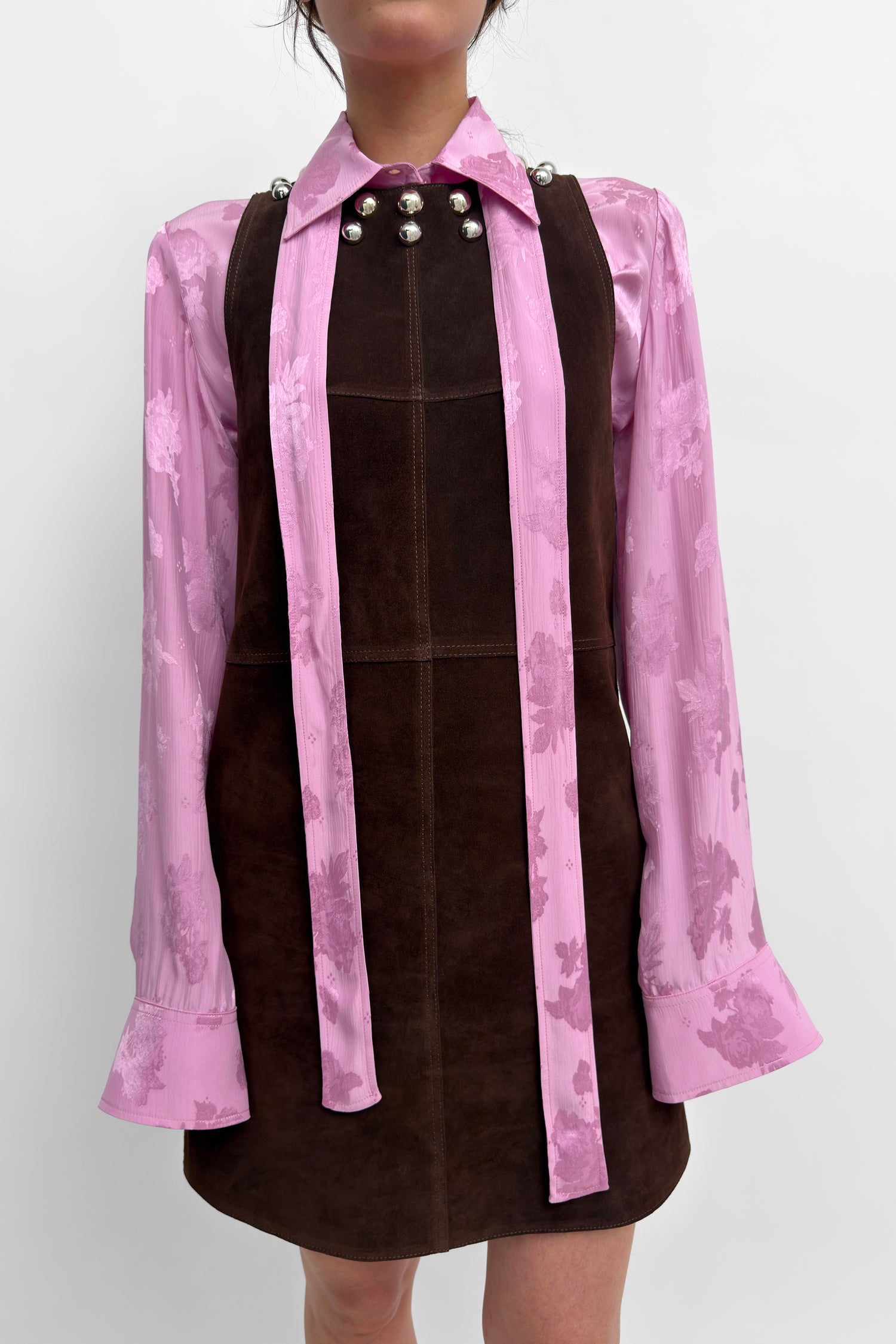 The Minji suede minidress with stud embellishment
