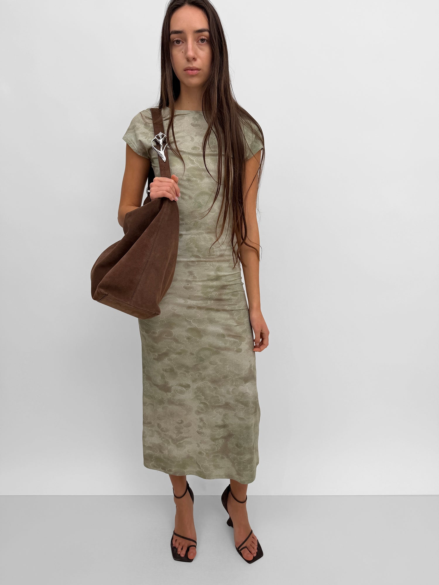 The Otta cap sleeve tricot dress in Clouds