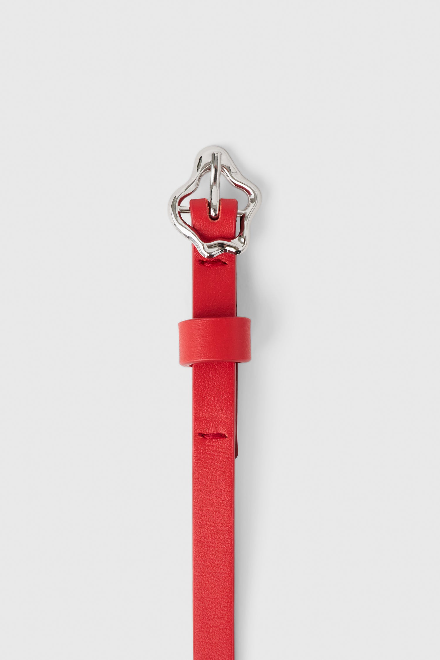 Small coral leather belt
