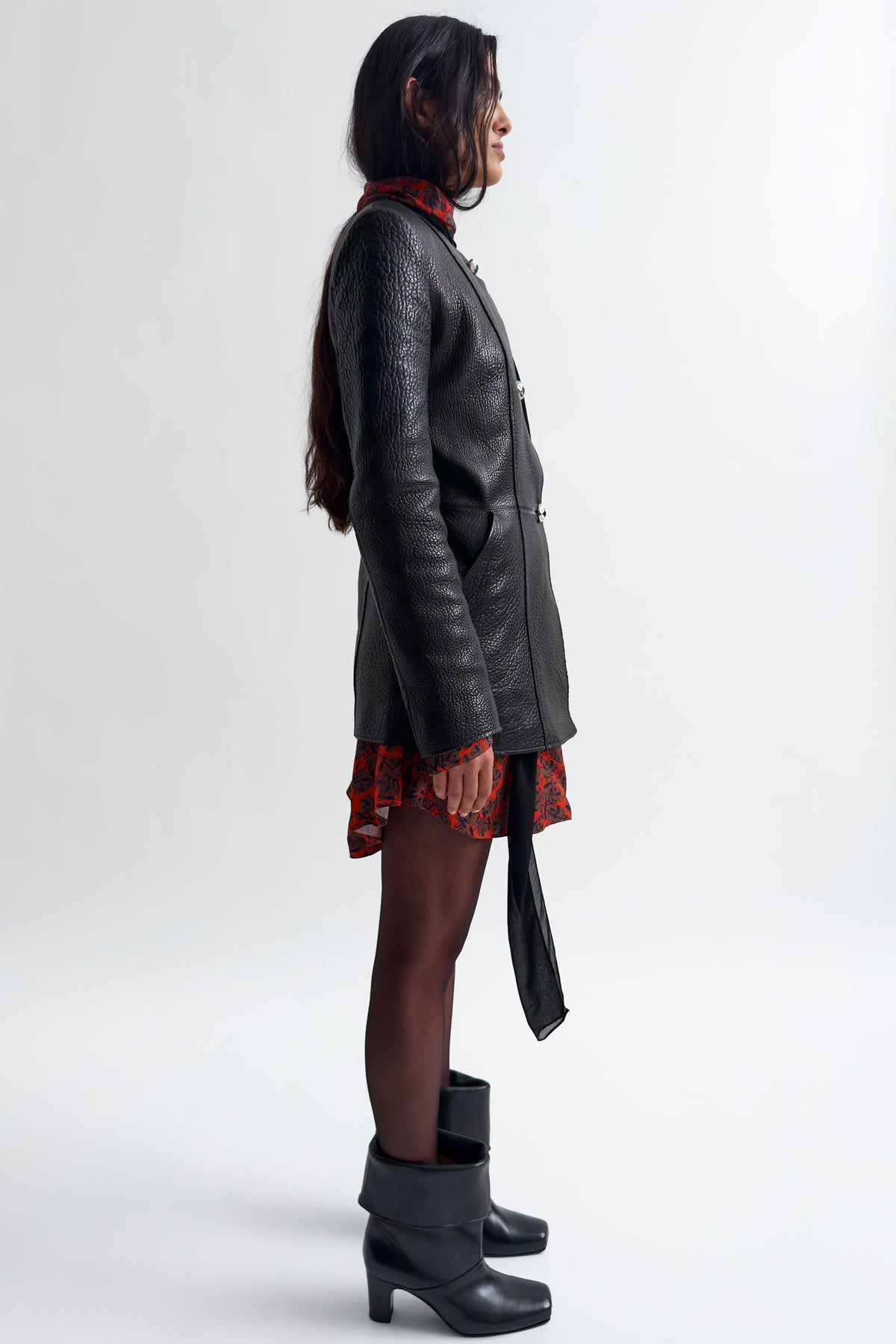 The Suzy cinched pebble leather jacket