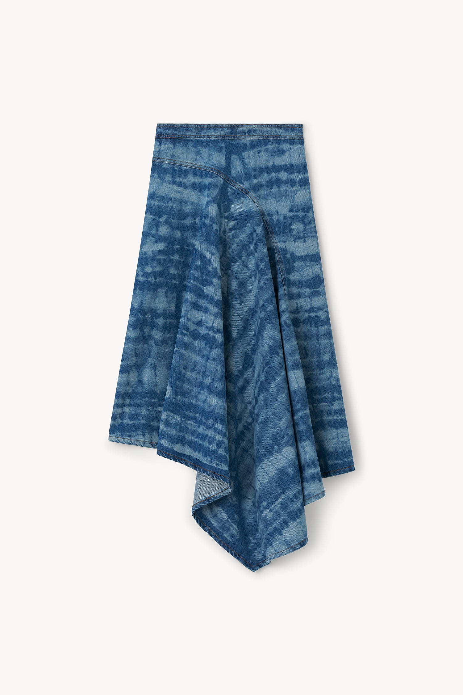 The Sween assymetric printed denim skirt