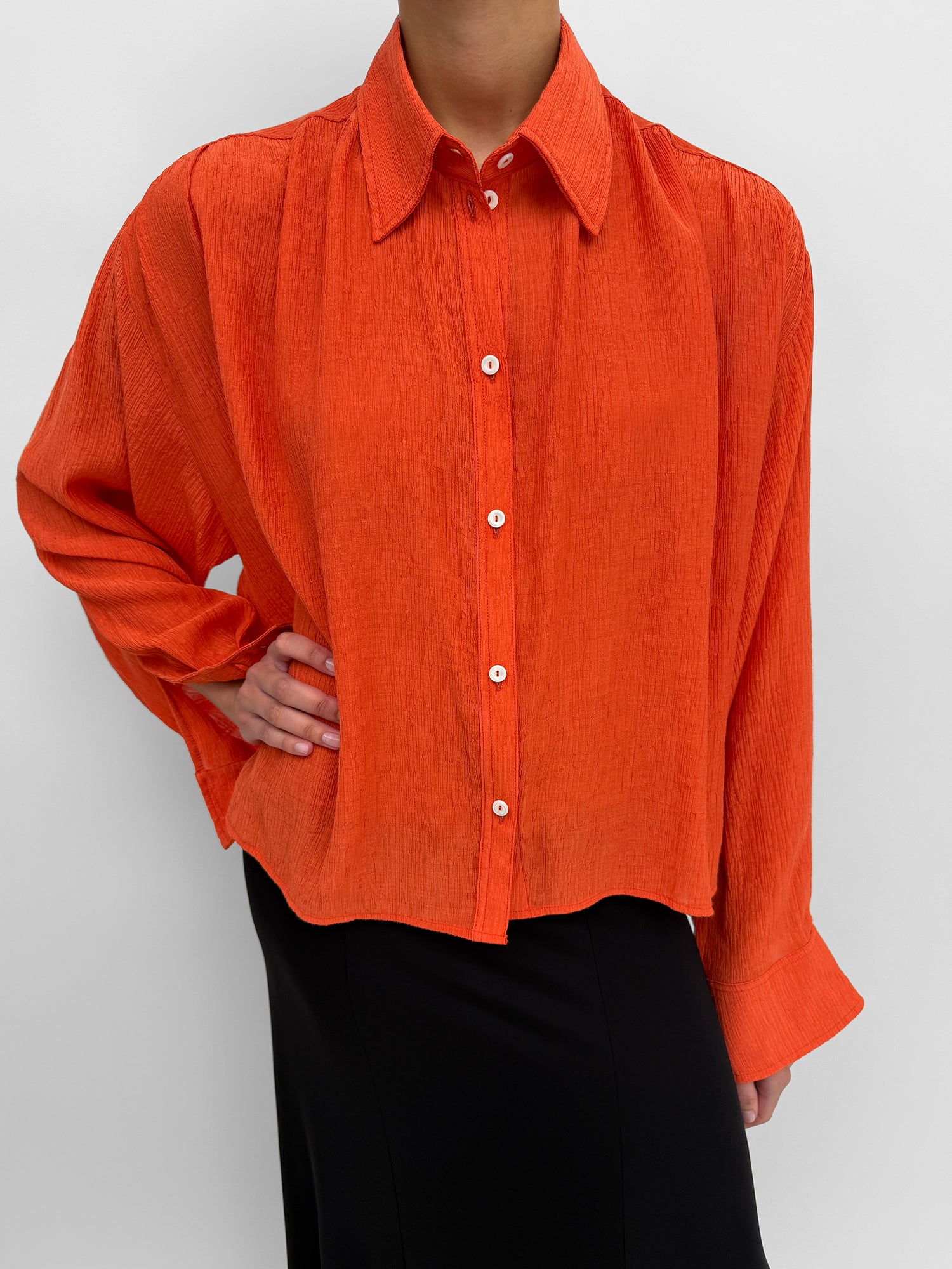 The Taylor plissé cropped shirt