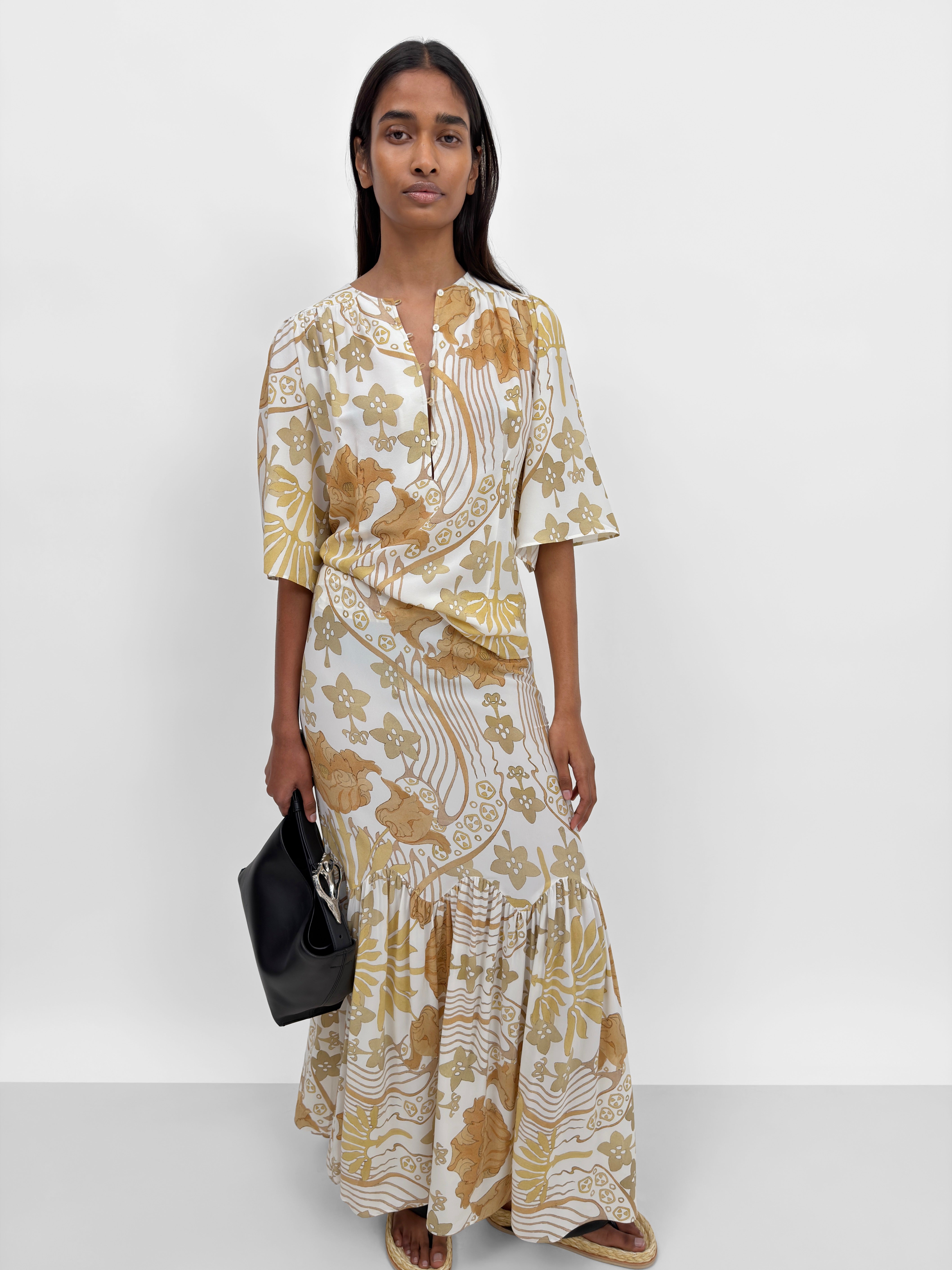 The Thelma silk blend maxi skirt in Tulip print | Rodebjer.com