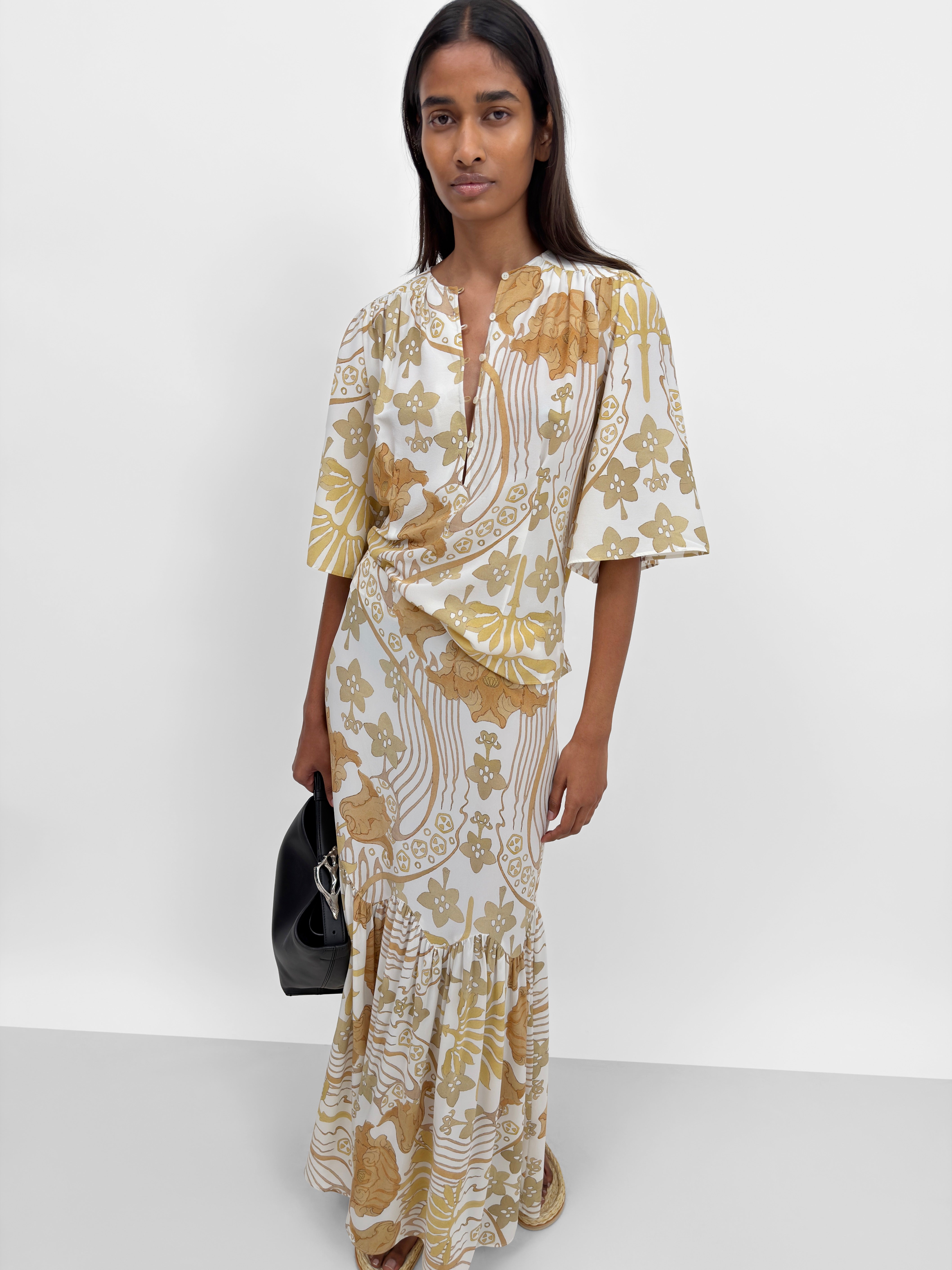 The Thelma silk blend maxi skirt in Tulip print | Rodebjer.com