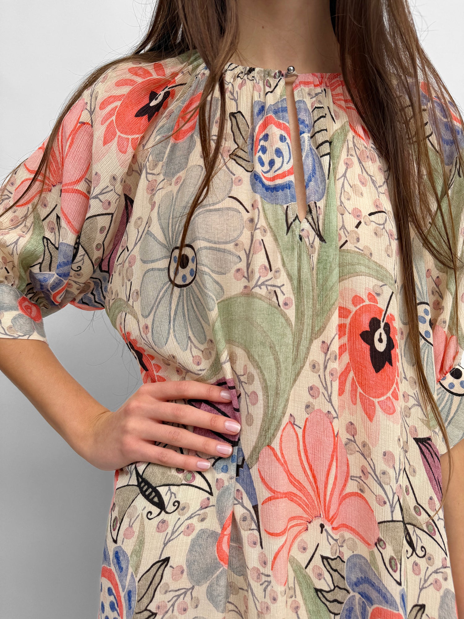 The Windy print plissé dress