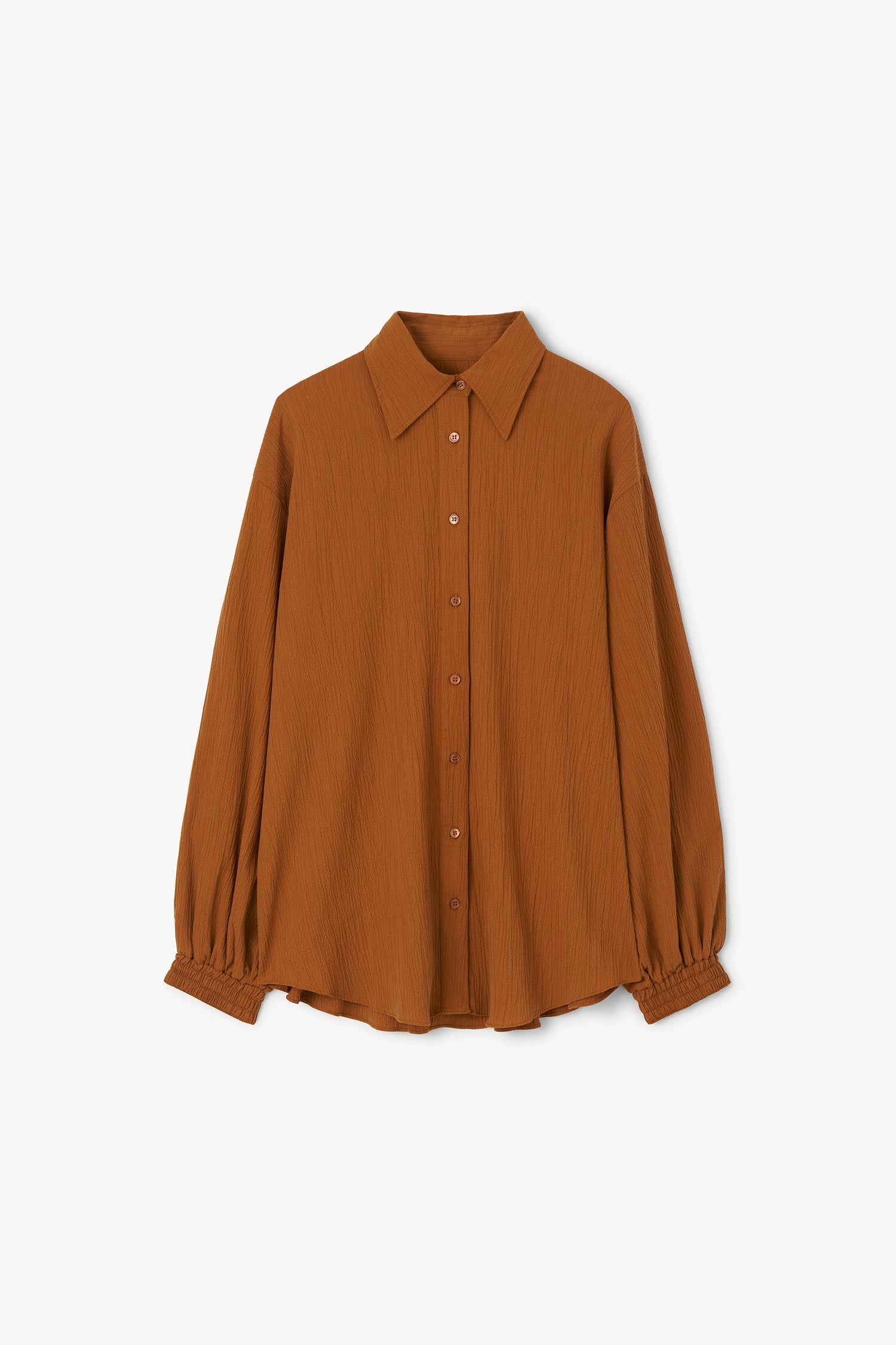 The plissé tencel cotton shirt