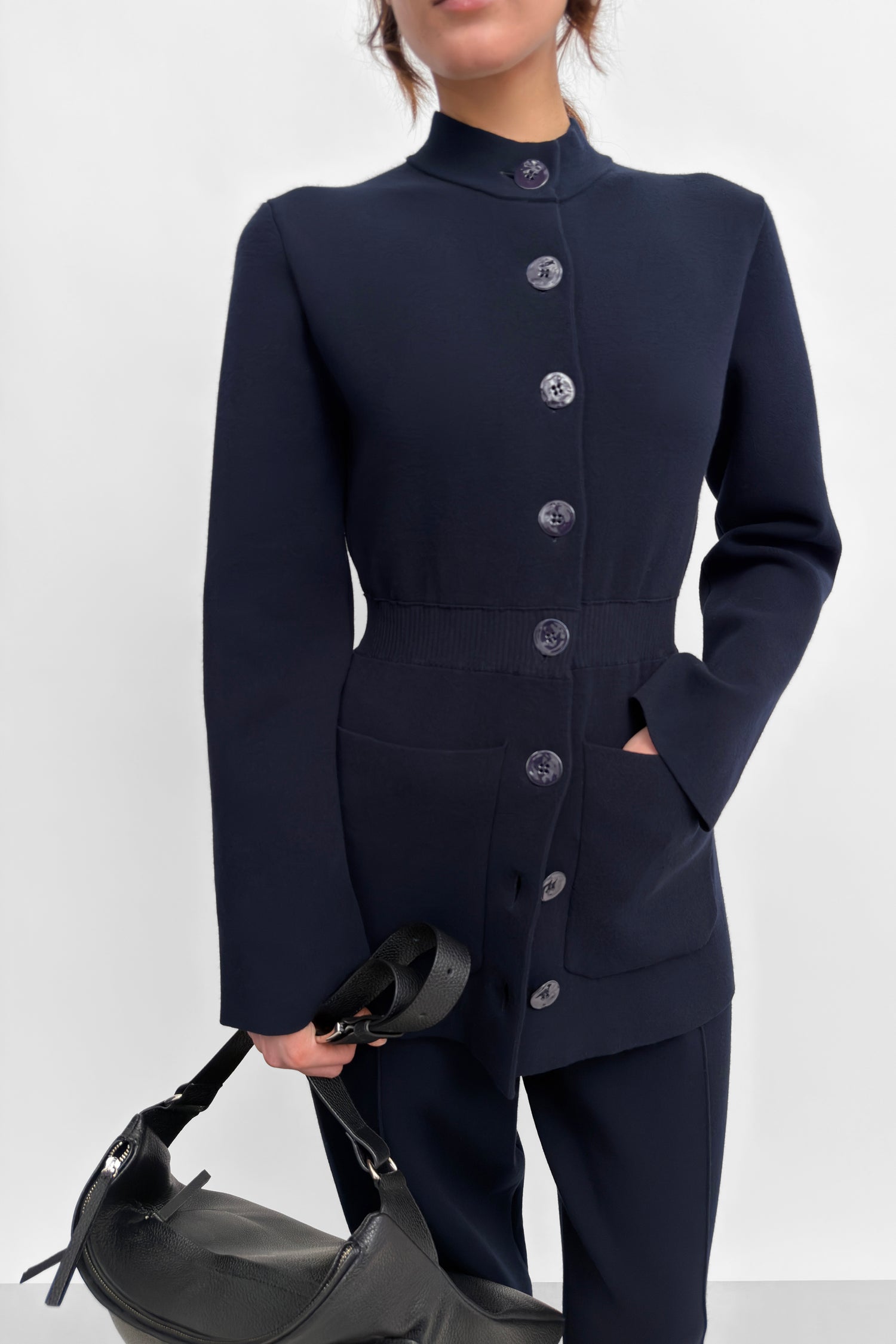The Yeom soft knit travel suit cardigan