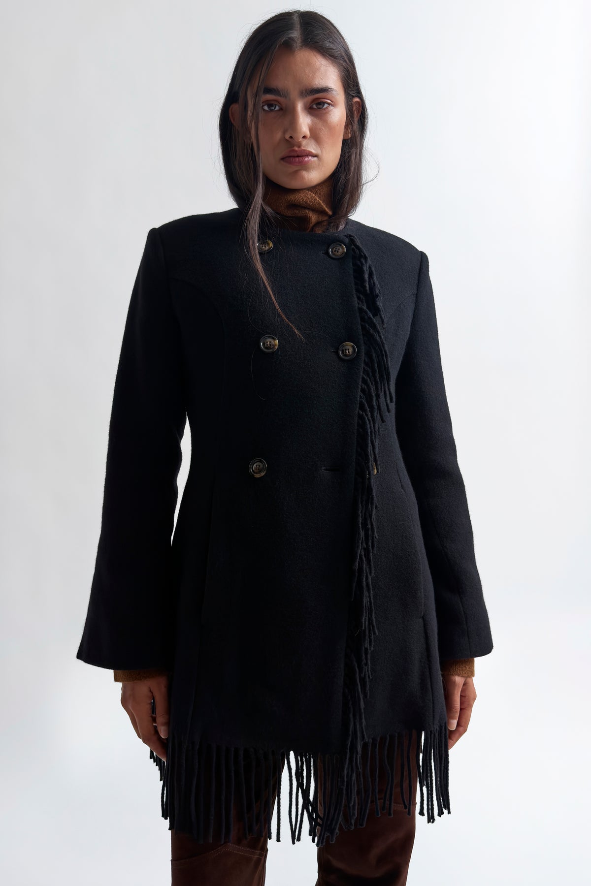 The Youla fringed blanket coat