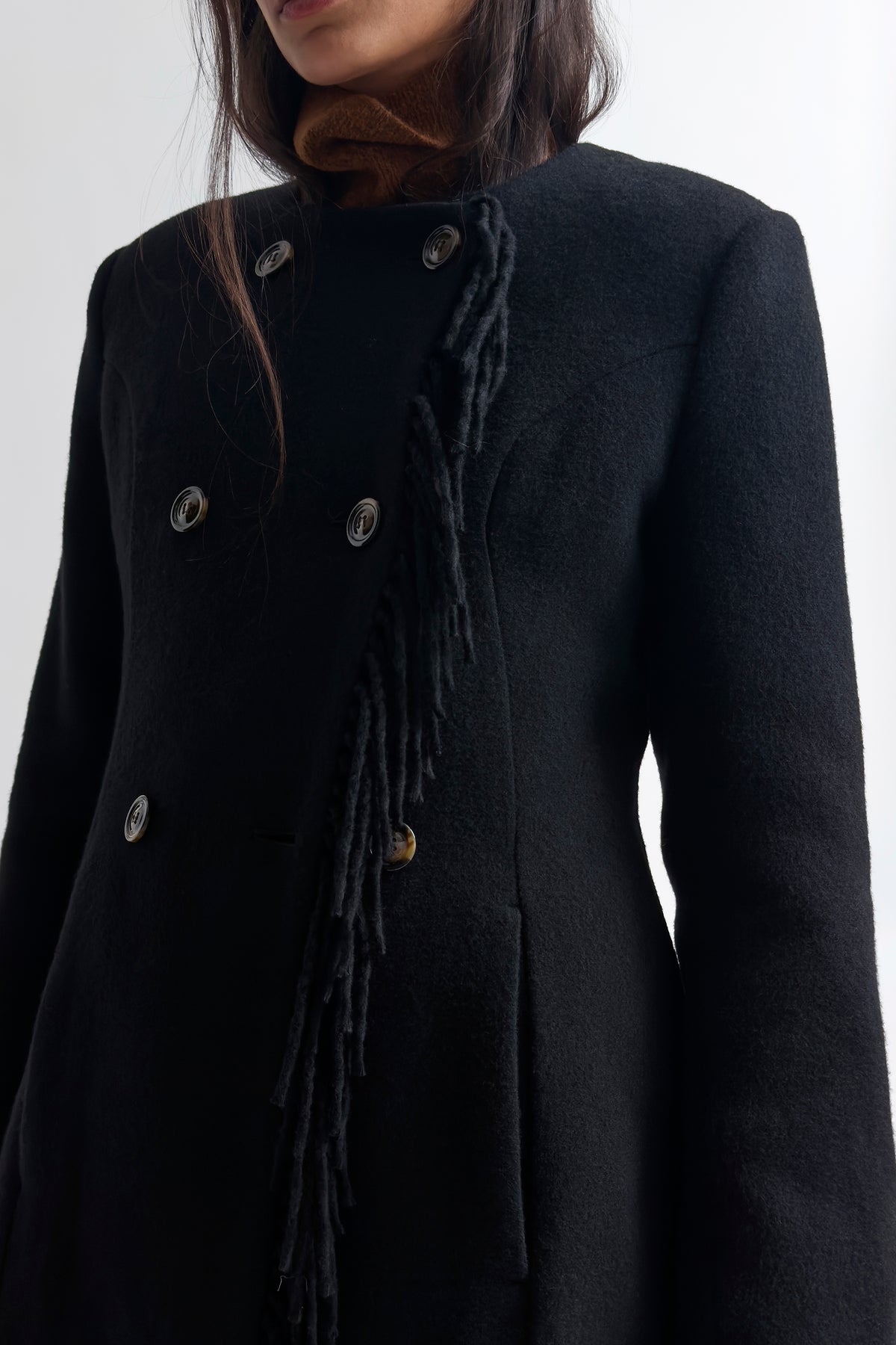 The Youla fringed blanket coat