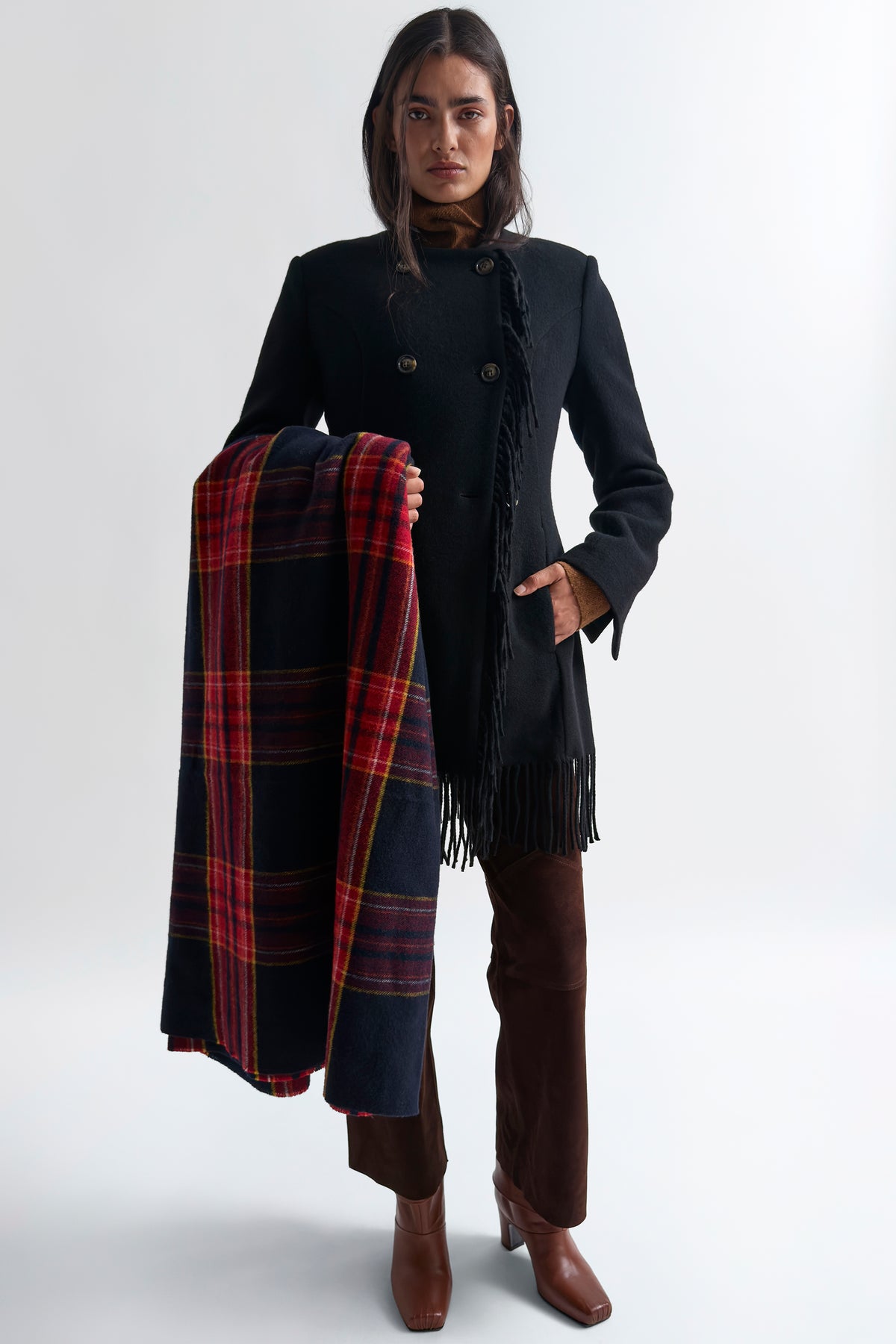The Youla fringed blanket coat