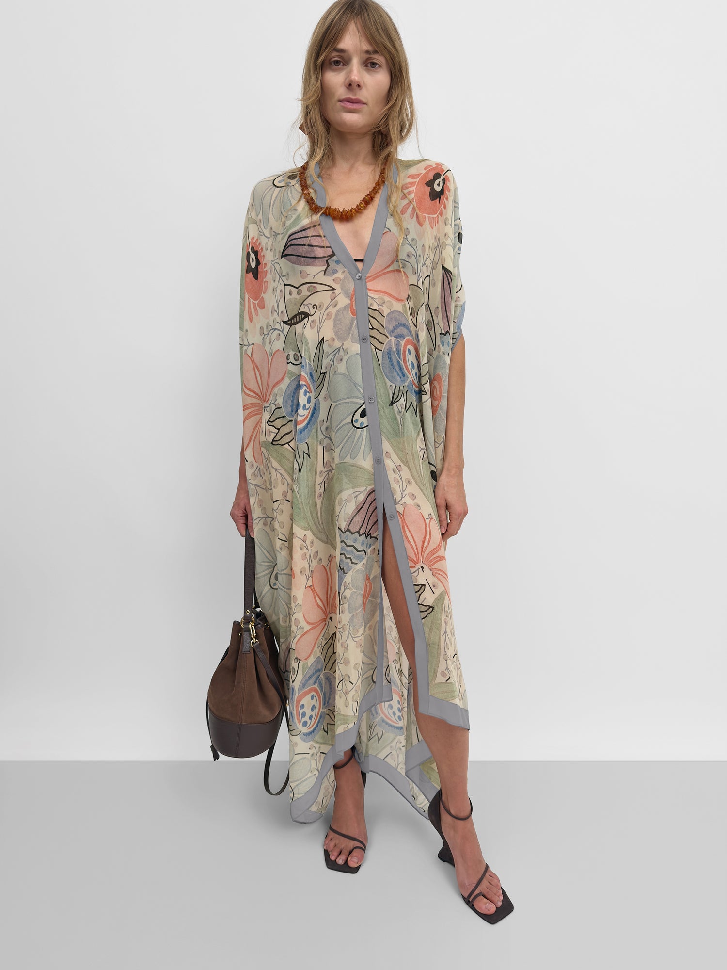 The Agave silk caftan in Ducharne
