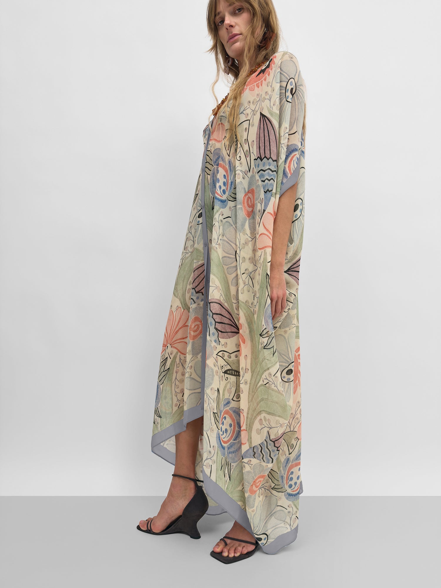 The Agave silk caftan in Ducharne