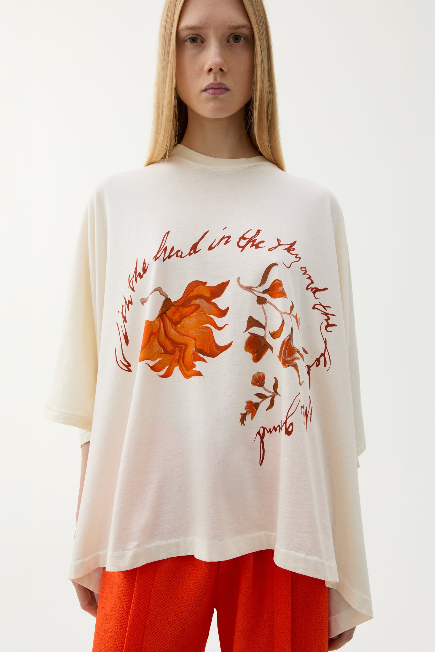 Brick chintz floral top