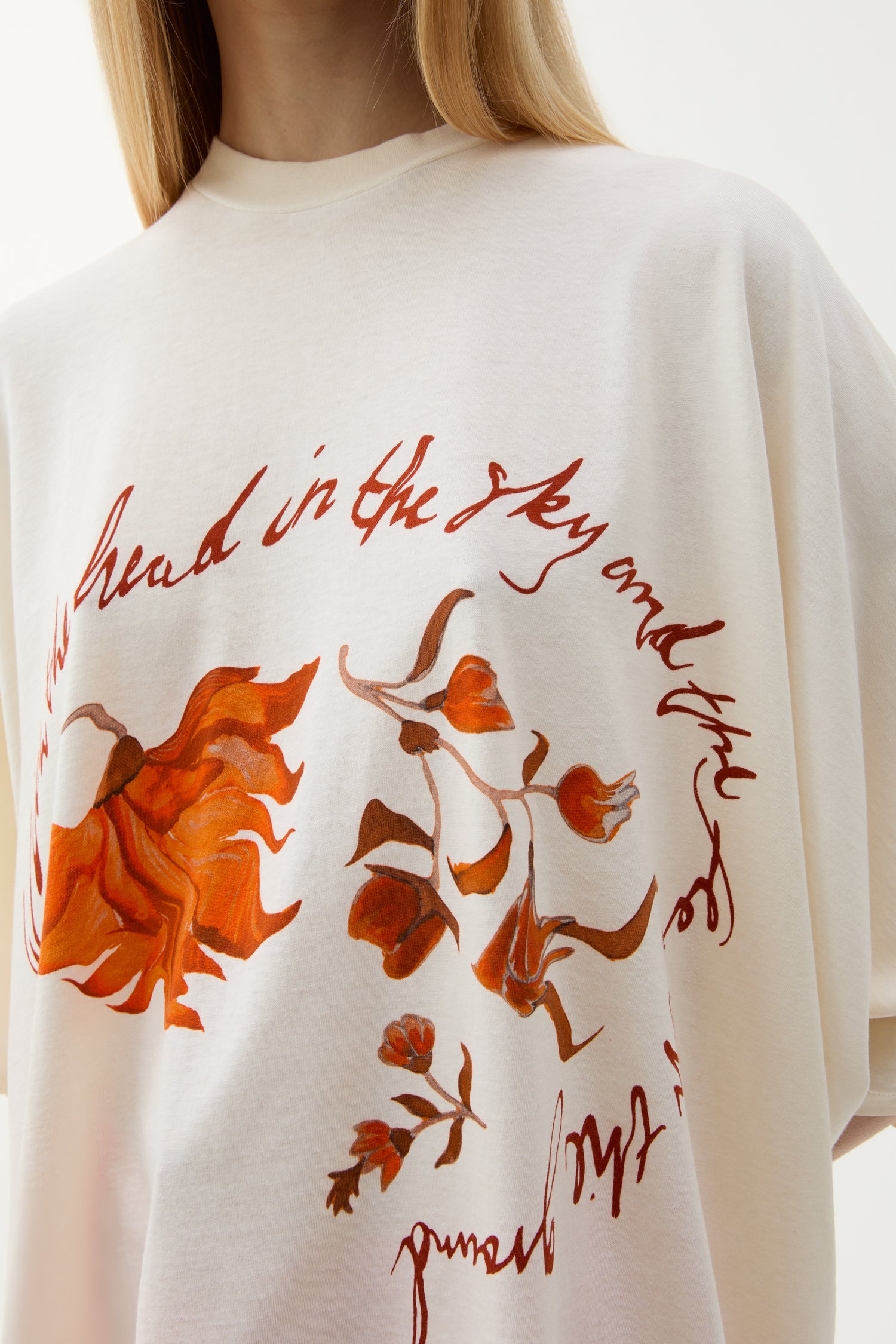 Brick chintz floral top